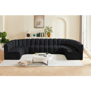 Arc 8 Piece Modular Sofa In Black Velvet