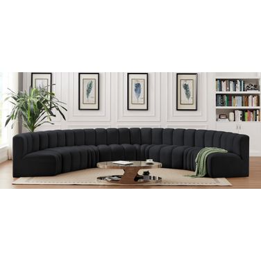 Arc 8 Piece Modular Sofa In Black Velvet