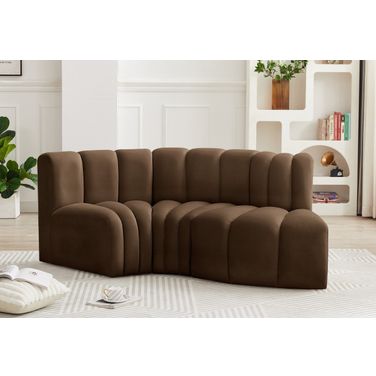 Arc 3 Piece Modular Sofa In Brown Velvet