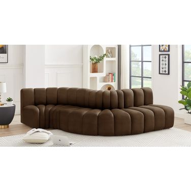 Arc 5 Piece Modular Sofa In Brown Velvet