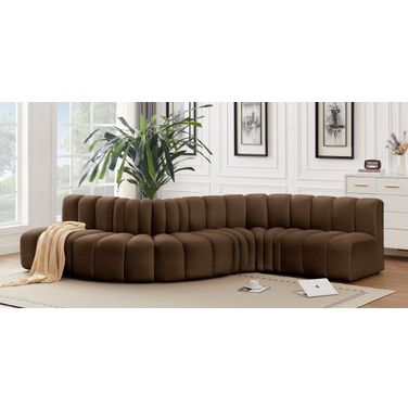 Arc 6 Piece Modular Sofa In Brown Velvet