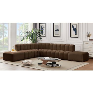 Arc 7 Piece Modular Sofa In Brown Velvet