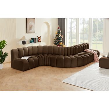 Arc 7 Piece Modular Sofa In Brown Velvet