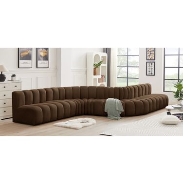 Arc 8 Piece Modular Sofa In Brown Velvet