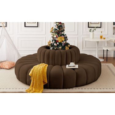 Arc 8 Piece Modular Sofa In Brown Velvet