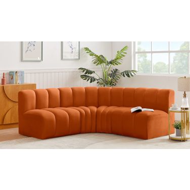 Arc 4 Piece Modular Sofa In Cognac Velvet