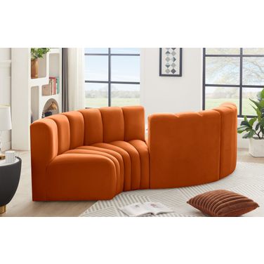 Arc 4 Piece Modular Sofa In Cognac Velvet