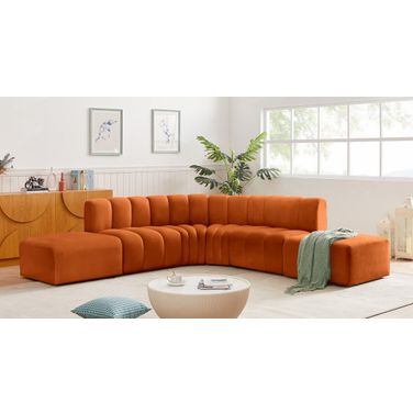 Arc 6 Piece Modular Sofa In Cognac Velvet