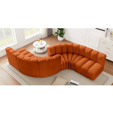 Arc 6 Piece Modular Sofa In Cognac Velvet