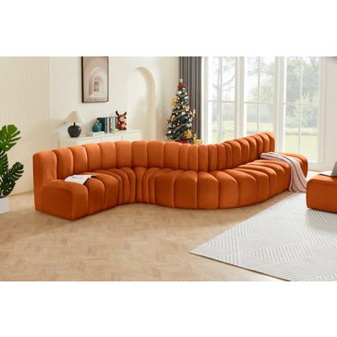 Arc 7 Piece Modular Sofa In Cognac Velvet