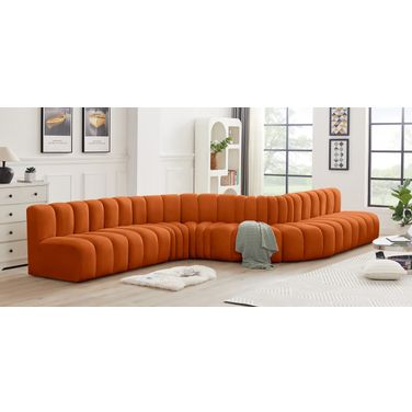 Arc 8 Piece Modular Sofa In Cognac Velvet