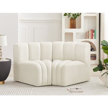 Arc 2 Piece Modular Sofa In Cream Velvet