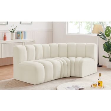 Arc 3 Piece Modular Sofa In Cream Velvet