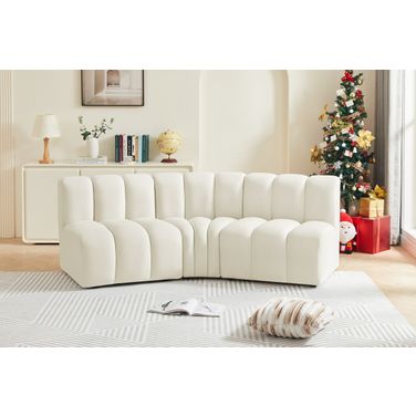 Arc 3 Piece Modular Sofa In Cream Velvet