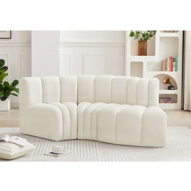 Arc 3 Piece Modular Sofa In Cream Velvet