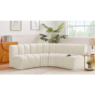 Arc 4 Piece Modular Sofa In Cream Velvet