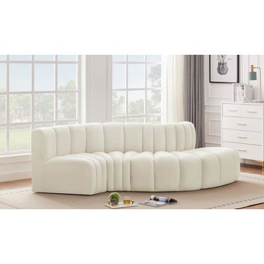 Arc 4 Piece Modular Sofa In Cream Velvet