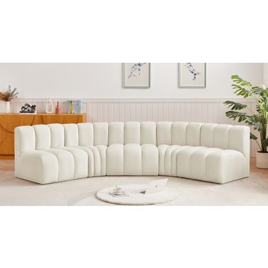 Arc 5 Piece Modular Sofa In Cream Velvet