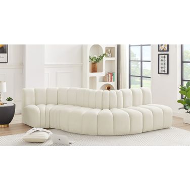Arc 5 Piece Modular Sofa In Cream Velvet