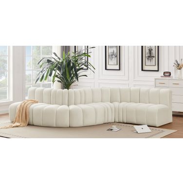 Arc 6 Piece Modular Sofa In Cream Velvet