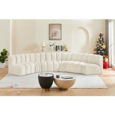 Arc 6 Piece Modular Sofa In Cream Velvet
