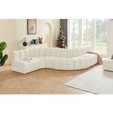 Arc 7 Piece Modular Sofa In Cream Velvet