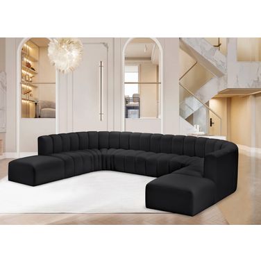 Arc Vegan Leather 10 Piece Modular Sofa In Black