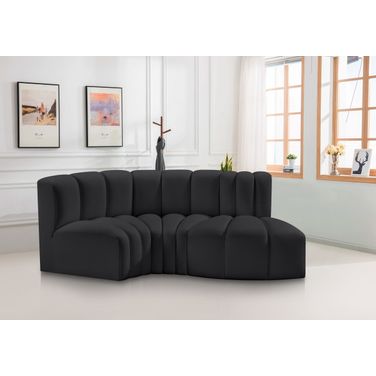 Arc Vegan Leather 3 Piece Modular Sofa In Black