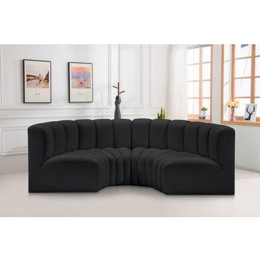 Arc Vegan Leather 4 Piece Modular Sofa In Black