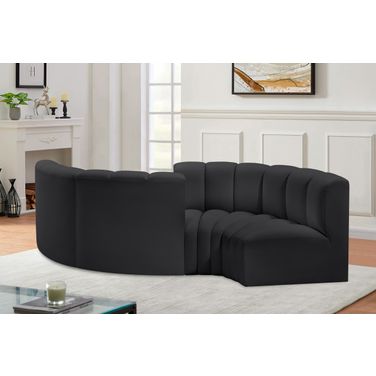 Arc Vegan Leather 4 Piece Modular Sofa In Black