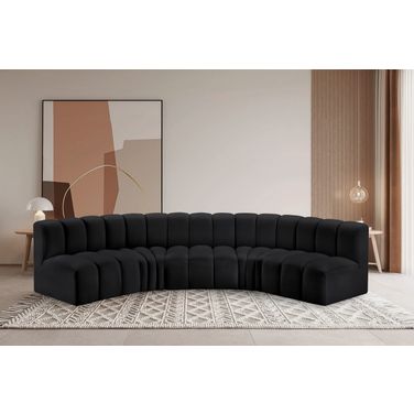 Arc Vegan Leather 5 Piece Modular Sofa In Black