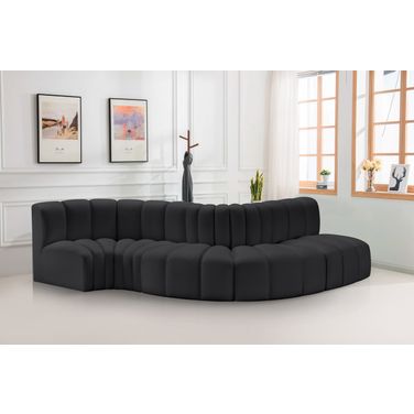 Arc Vegan Leather 5 Piece Modular Sofa In Black