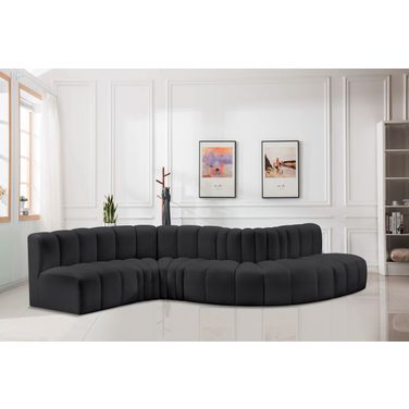 Arc Vegan Leather 6 Piece Modular Sofa In Black