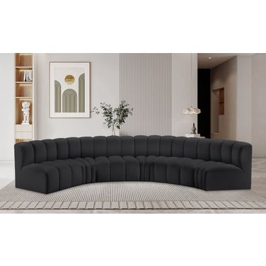 Arc Vegan Leather 6 Piece Modular Sofa In Black