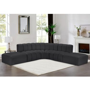 Arc Vegan Leather 6 Piece Modular Sofa In Black