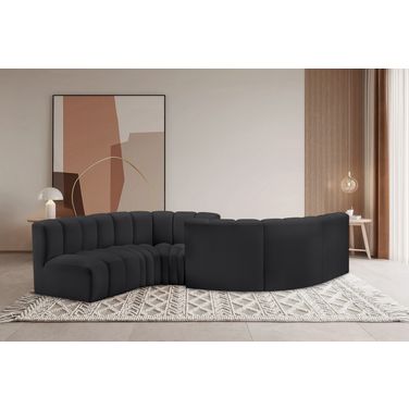 Arc Vegan Leather 6 Piece Modular Sofa In Black