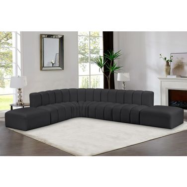 Arc Vegan Leather 7 Piece Modular Sofa In Black