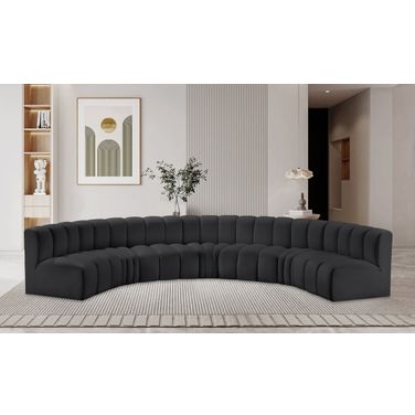 Arc Vegan Leather 7 Piece Modular Sofa In Black