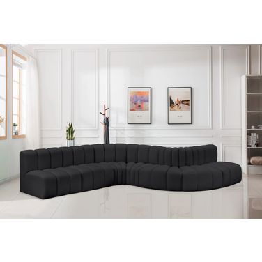 Arc Vegan Leather 7 Piece Modular Sofa In Black