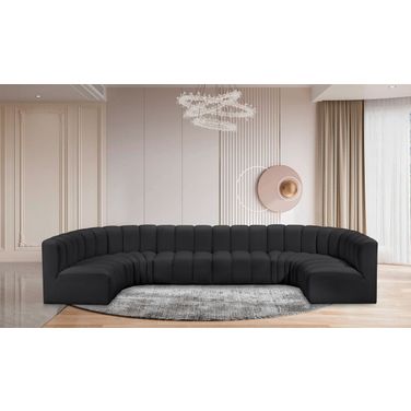 Arc Vegan Leather 8 Piece Modular Sofa In Black