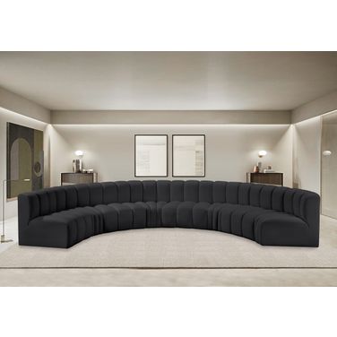Arc Vegan Leather 8 Piece Modular Sofa In Black