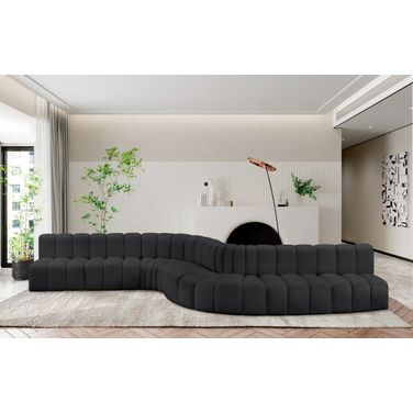 Arc Vegan Leather 8 Piece Modular Sofa In Black