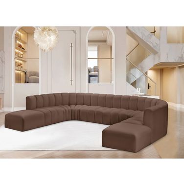 Arc Vegan Leather 10 Piece Modular Sofa In Brown