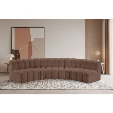 Arc Vegan Leather 5 Piece Modular Sofa In Brown