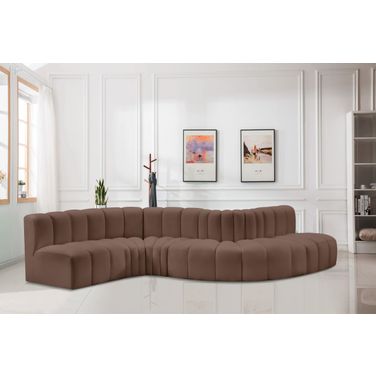 Arc Vegan Leather 6 Piece Modular Sofa In Brown