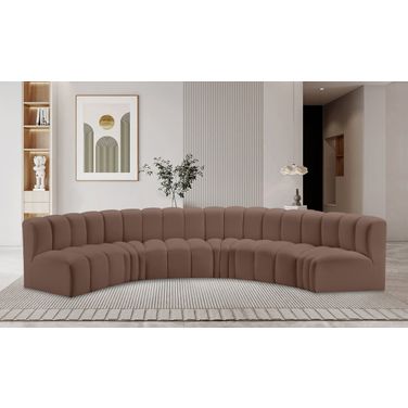Arc Vegan Leather 6 Piece Modular Sofa In Brown