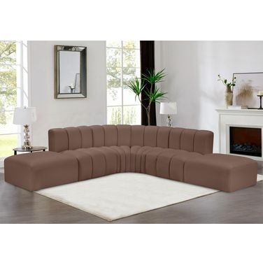 Arc Vegan Leather 6 Piece Modular Sofa In Brown