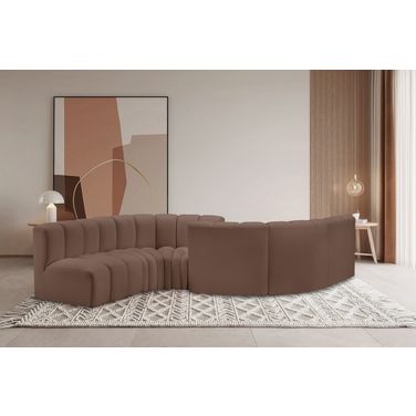 Arc Vegan Leather 6 Piece Modular Sofa In Brown