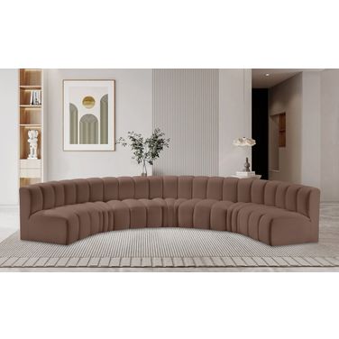 Arc Vegan Leather 7 Piece Modular Sofa In Brown