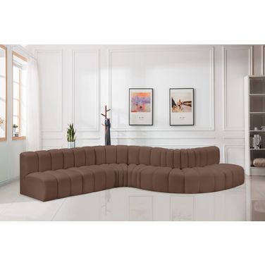 Arc Vegan Leather 7 Piece Modular Sofa In Brown